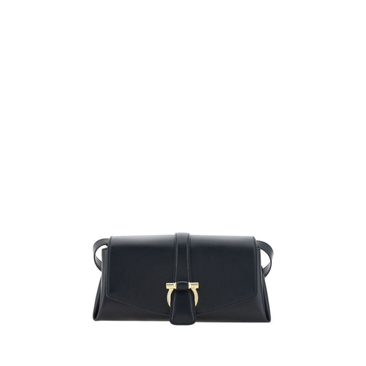Ferragamo Black Calf Leather Bos Taurus Shoulder Bag Ferragamo