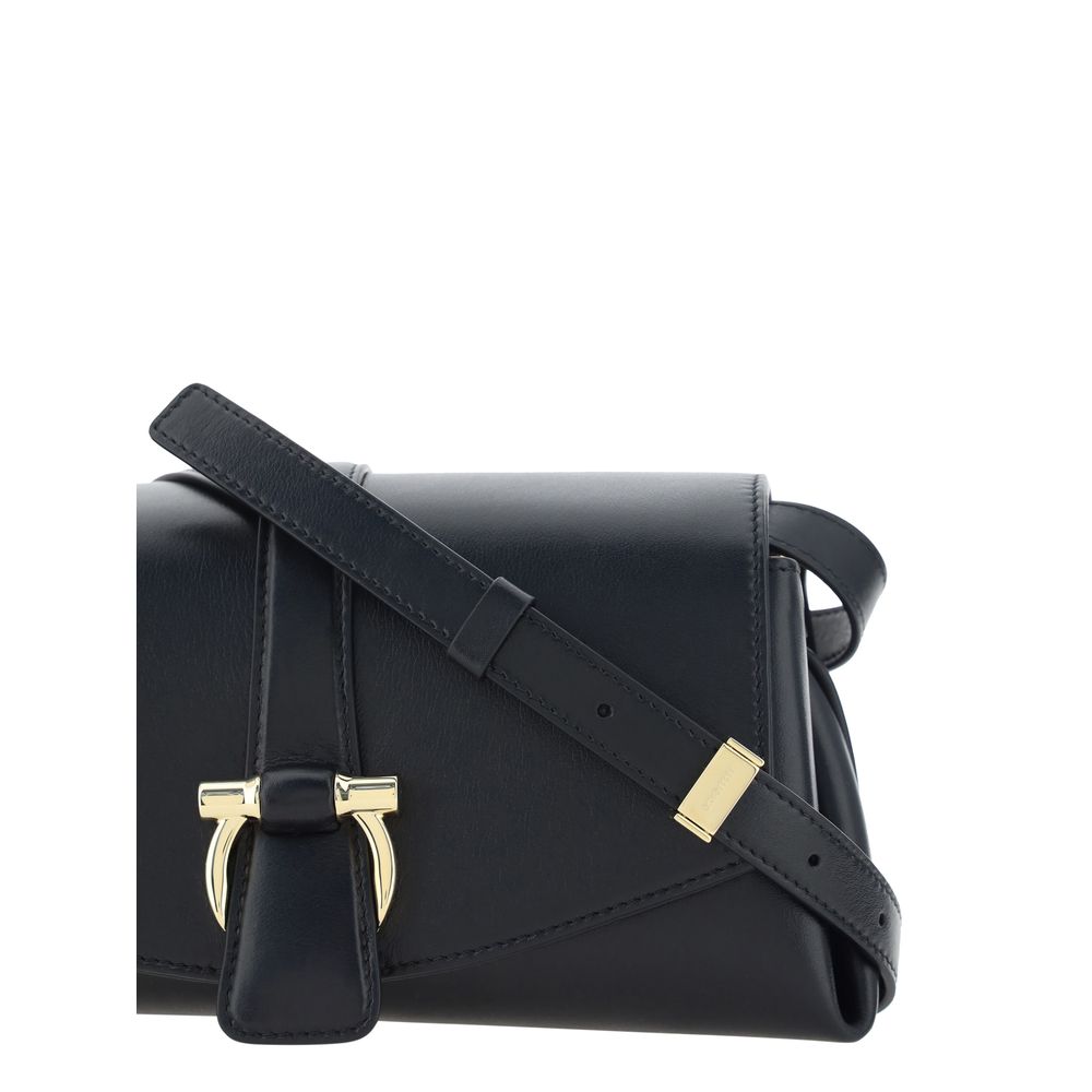 Ferragamo Black Calf Leather Bos Taurus Shoulder Bag Ferragamo