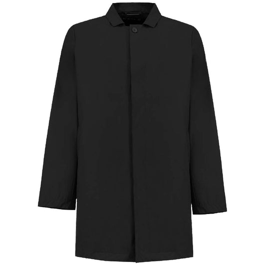 People Of Shibuya Black Recycled Polyester Men Trench Coat People Of Shibuya