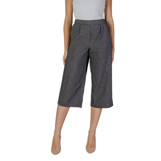 Vero Moda Black And White Polyester Cropped Pant Vero Moda