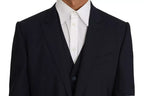 Dolce & Gabbana Blue Wool MARTINI Blazer Vest 2 Piece - Eljoys Fashion 