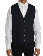 Dolce & Gabbana Blue Wool MARTINI Blazer Vest 2 Piece - Eljoys Fashion 