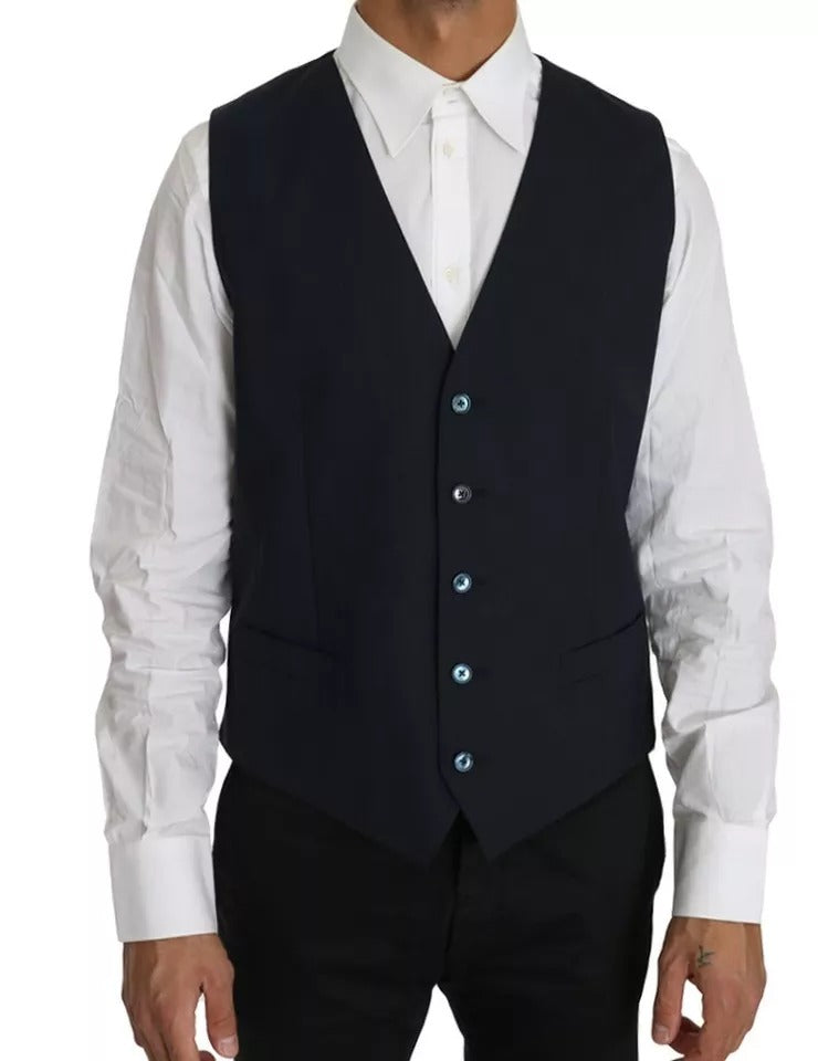 Dolce & Gabbana Blue Wool MARTINI Blazer Vest 2 Piece - Eljoys Fashion 