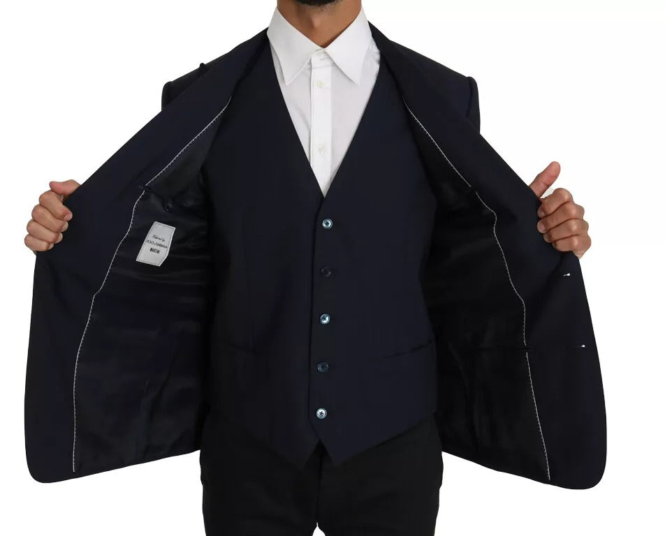 Dolce & Gabbana Blue Wool MARTINI Blazer Vest 2 Piece - Eljoys Fashion 