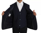 Dolce & Gabbana Blue Wool MARTINI Blazer Vest 2 Piece - Eljoys Fashion 