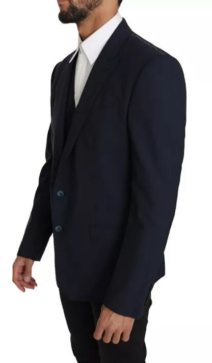 Dolce & Gabbana Blue Wool MARTINI Blazer Vest 2 Piece - Eljoys Fashion 