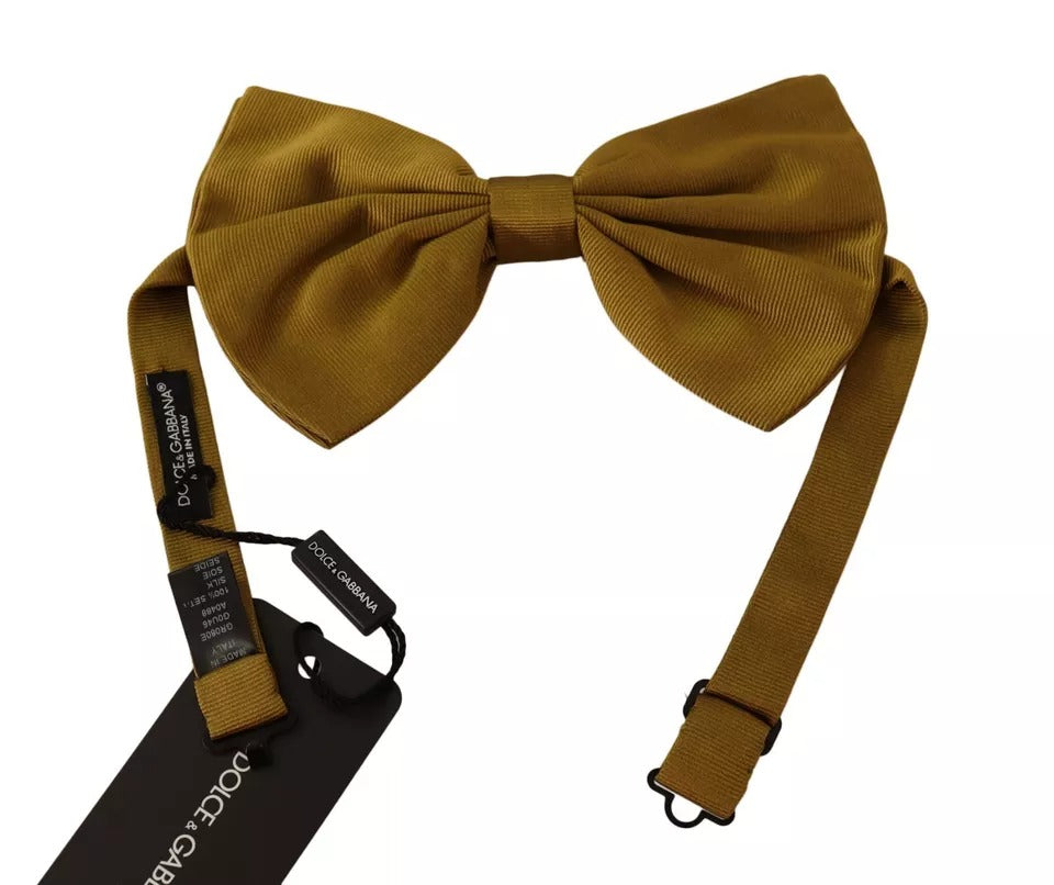 Dolce & Gabbana Yellow Mustard 100% Silk Butterfly Bow Tie Men Dolce & Gabbana