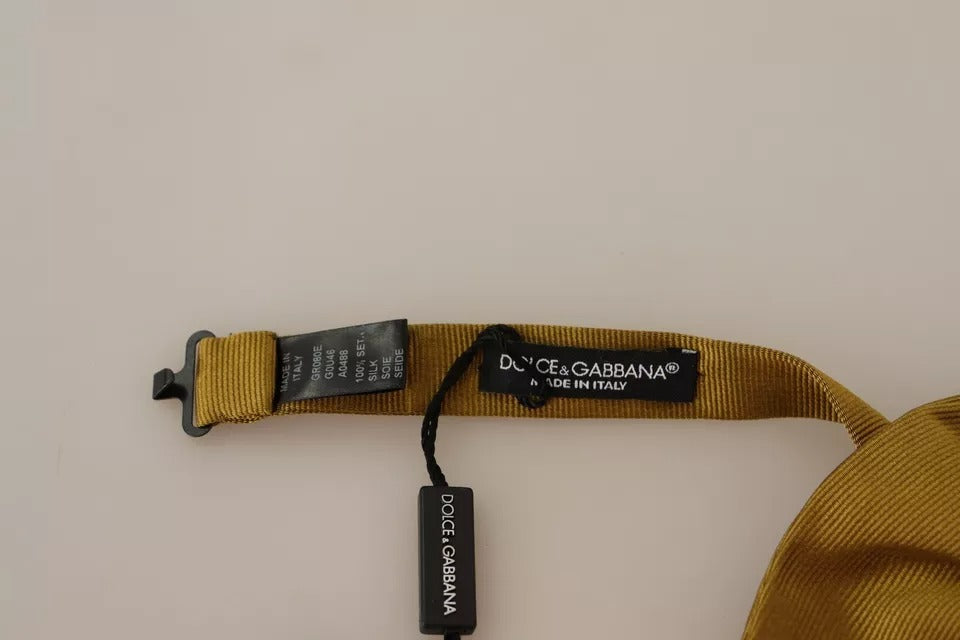 Dolce & Gabbana Yellow Mustard 100% Silk Butterfly Bow Tie Men Dolce & Gabbana