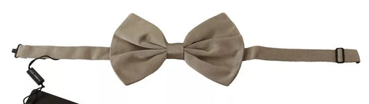 Dolce & Gabbana Silver Gray 100% Silk Adjustable Neck Bow Tie Dolce & Gabbana