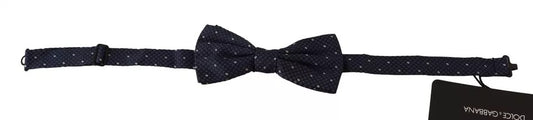 Dolce & Gabbana Blue Patterned Silk Adjustable Neck Bow Tie Men Dolce & Gabbana