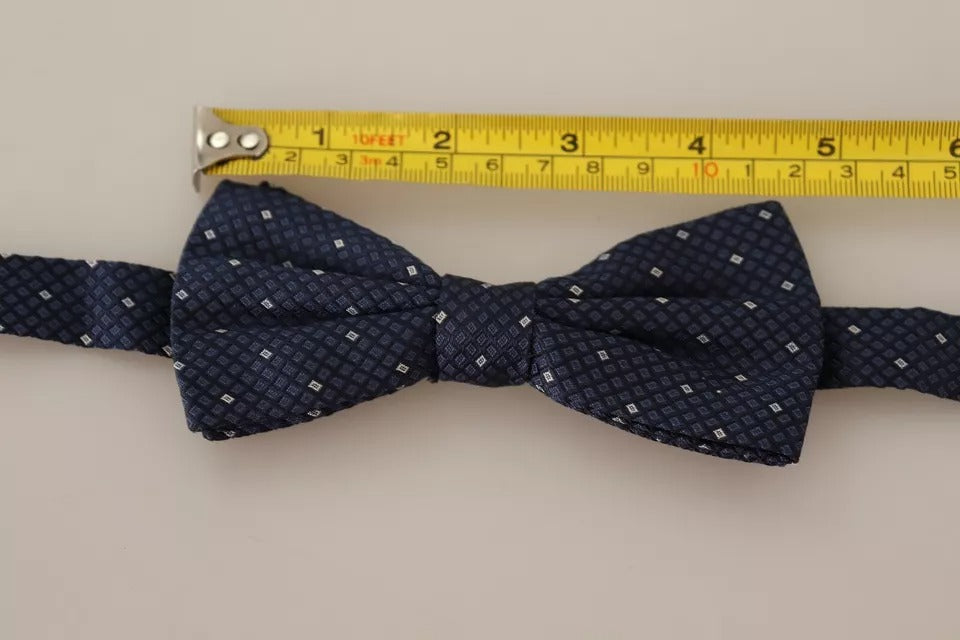Dolce & Gabbana Blue Patterned Silk Adjustable Neck Bow Tie Men Dolce & Gabbana