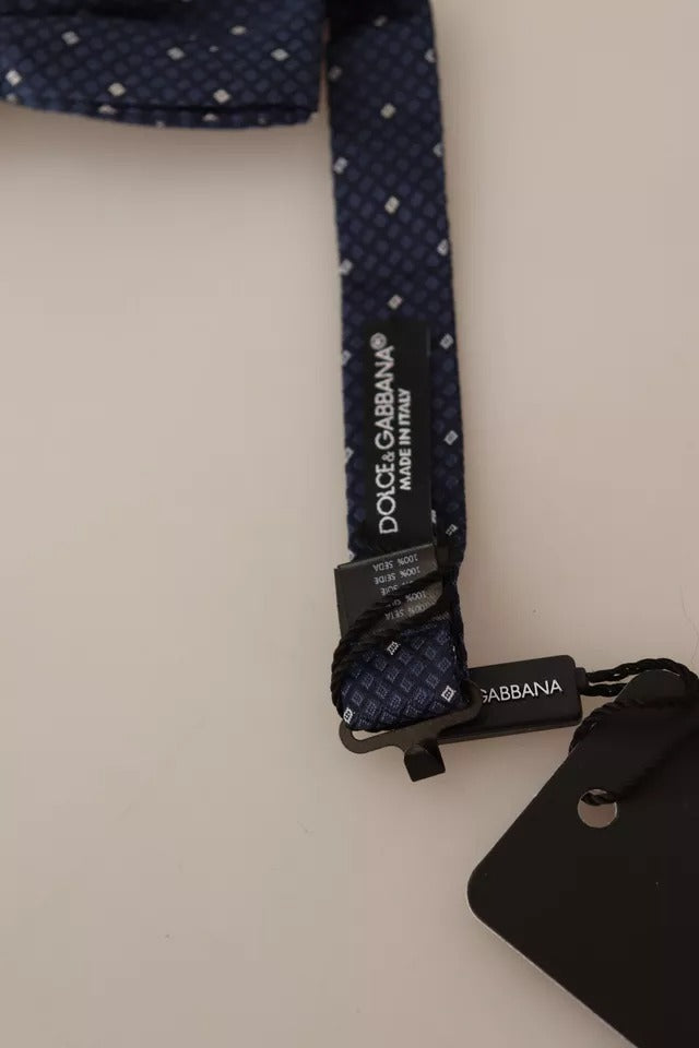 Dolce & Gabbana Blue Patterned Silk Adjustable Neck Bow Tie Men - Eljoys Fashion 