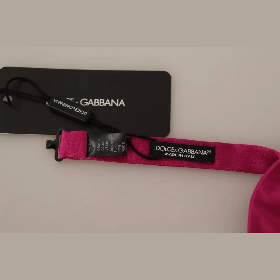 Dolce & Gabbana Pink 100% Silk Adjustable Neck Bow Tie Men