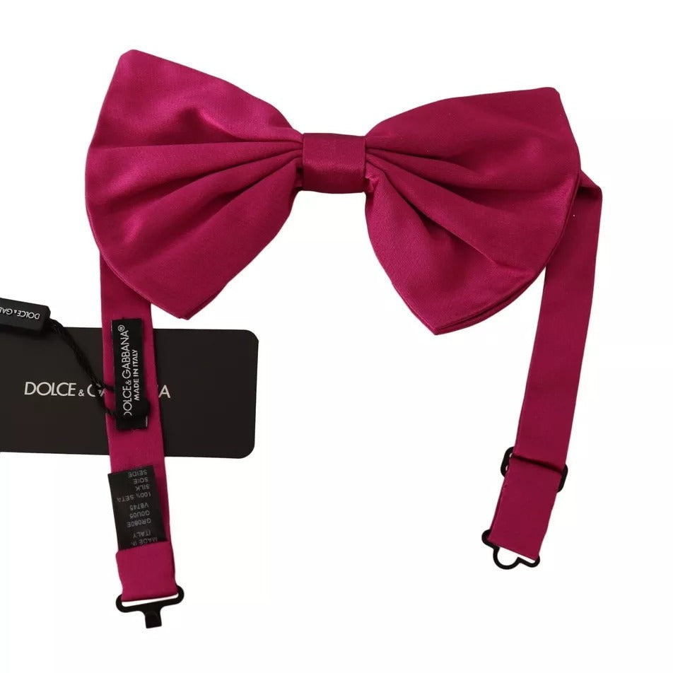 Dolce & Gabbana Pink 100% Silk Adjustable Neck Bow Tie Men