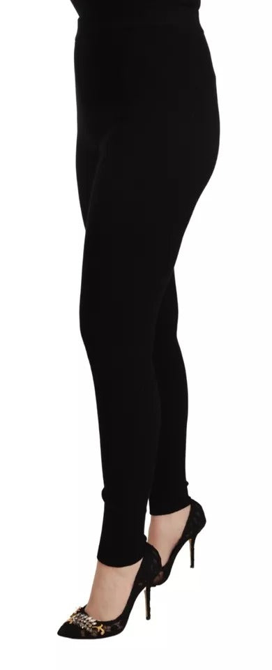 Dolce & Gabbana Black High Waist Stretch Pants Tights - Eljoys Fashion 