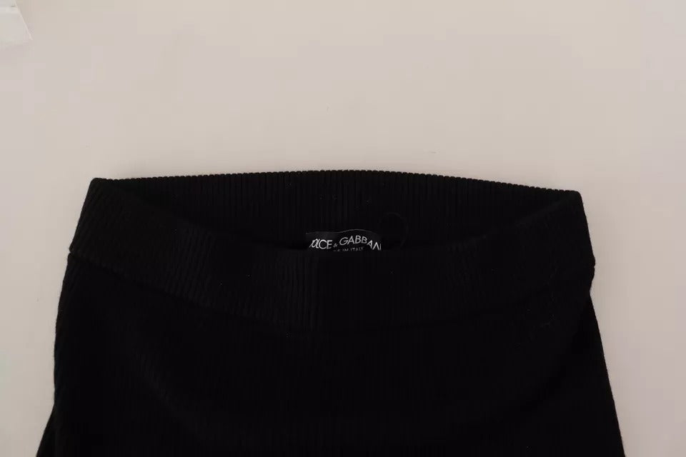 Dolce & Gabbana Black High Waist Stretch Pants Tights - Eljoys Fashion 