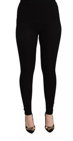 Dolce & Gabbana Black High Waist Stretch Pants Tights - Eljoys Fashion 