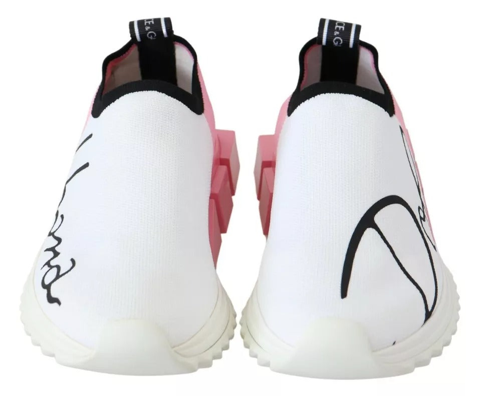 Dolce & Gabbana Pink White Logo Sorrento Sneakers Shoes Dolce & Gabbana