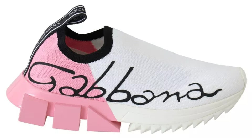 Dolce & Gabbana Pink White Logo Sorrento Sneakers Shoes Dolce & Gabbana