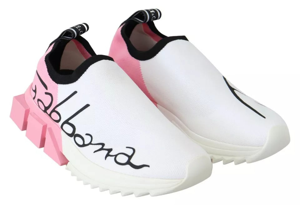 Dolce & Gabbana Pink White Logo Sorrento Sneakers Shoes Dolce & Gabbana