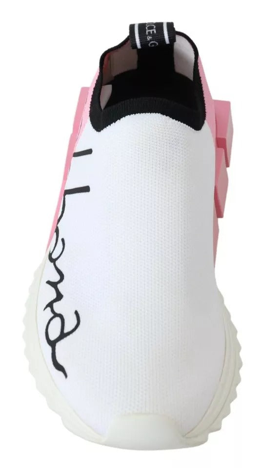 Dolce & Gabbana Pink White Logo Sorrento Sneakers Shoes Dolce & Gabbana
