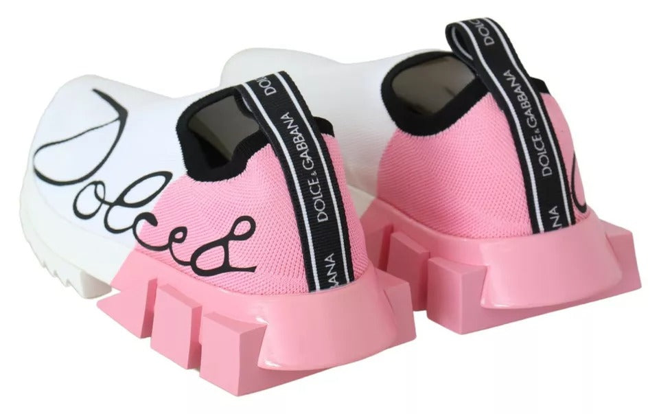 Dolce & Gabbana Pink White Logo Sorrento Sneakers Shoes Dolce & Gabbana