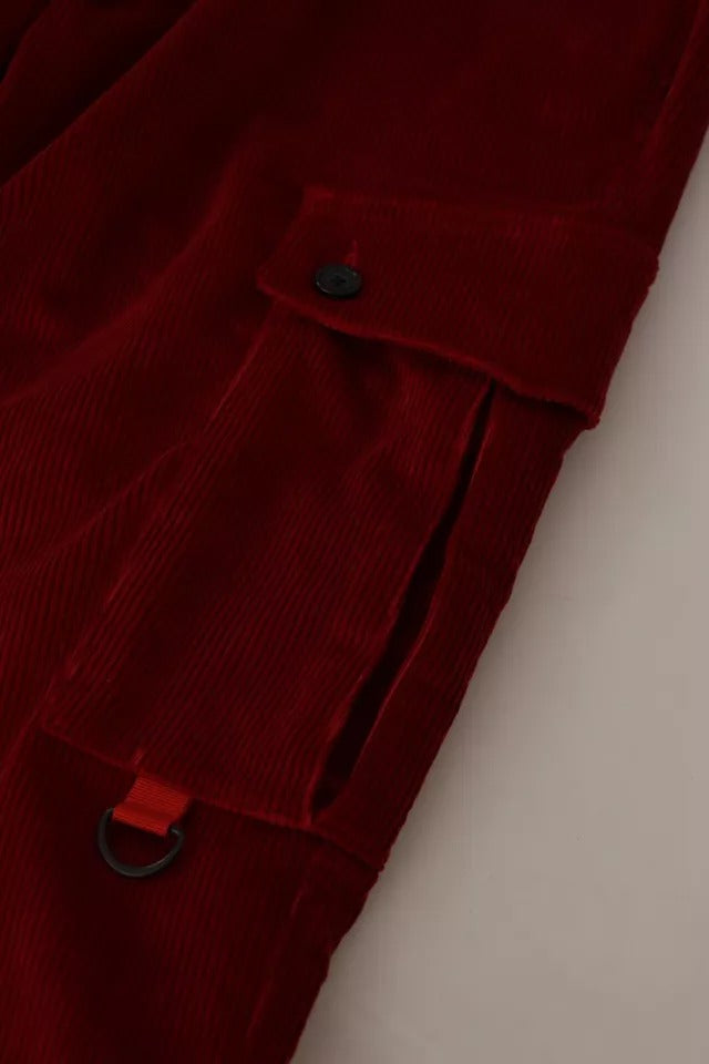 Dolce & Gabbana Red Corduroy Cotton Cargo Skinny Pants Dolce & Gabbana