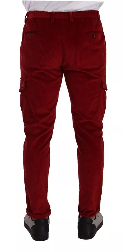 Dolce & Gabbana Red Corduroy Cotton Cargo Skinny Pants Dolce & Gabbana