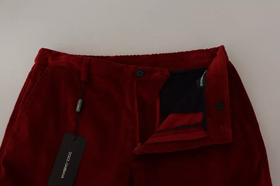 Dolce & Gabbana Red Corduroy Cotton Cargo Skinny Pants Dolce & Gabbana