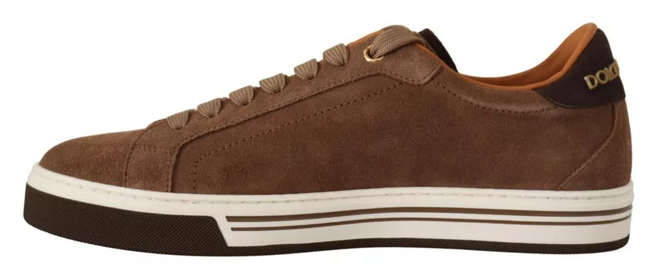 Dolce & Gabbana Brown Suede Logo Low Top Sneakers Men Shoes Dolce & Gabbana