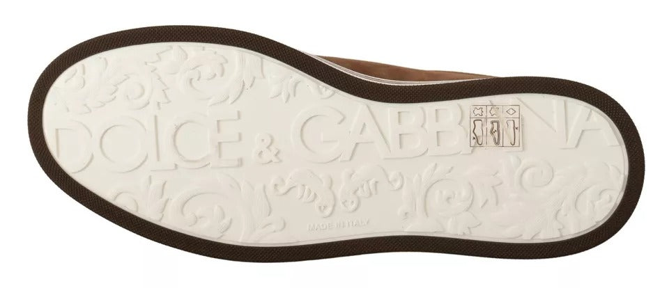 Dolce & Gabbana Brown Suede Logo Low Top Sneakers Men Shoes Dolce & Gabbana