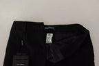 Dolce & Gabbana Black White Stripes Wool Tapered Pants - Eljoys Fashion 