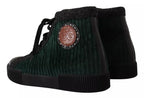 Dolce & Gabbana Green Corduroy High Tops Sneakers Mens Casual Shoes - Eljoys Fashion 