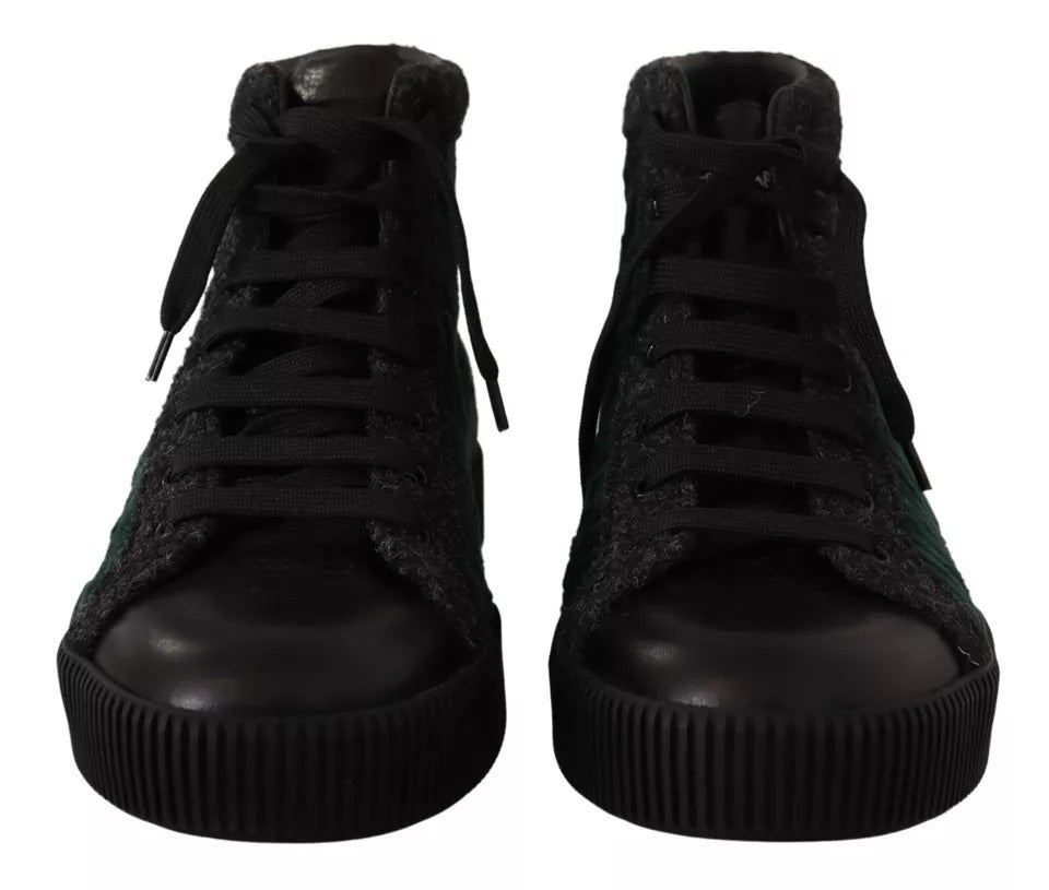 Dolce & Gabbana Green Corduroy High Tops Sneakers Mens Casual Shoes - Eljoys Fashion 