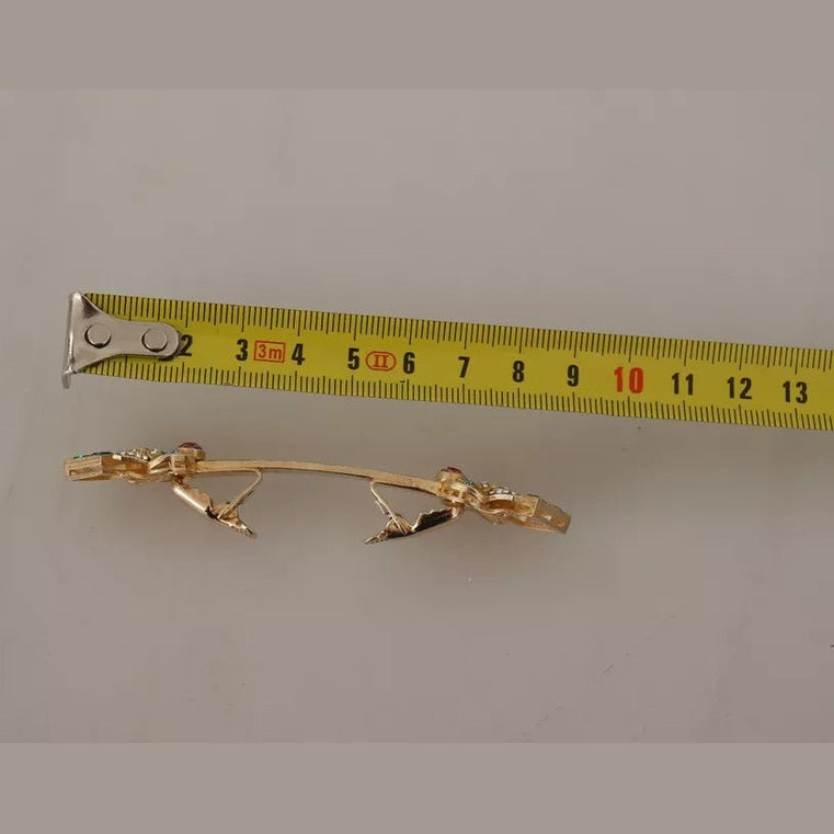 Dolce & Gabbana Gold Plated 925 Sterling Silver Crystal Collar Stop Brooch Dolce & Gabbana