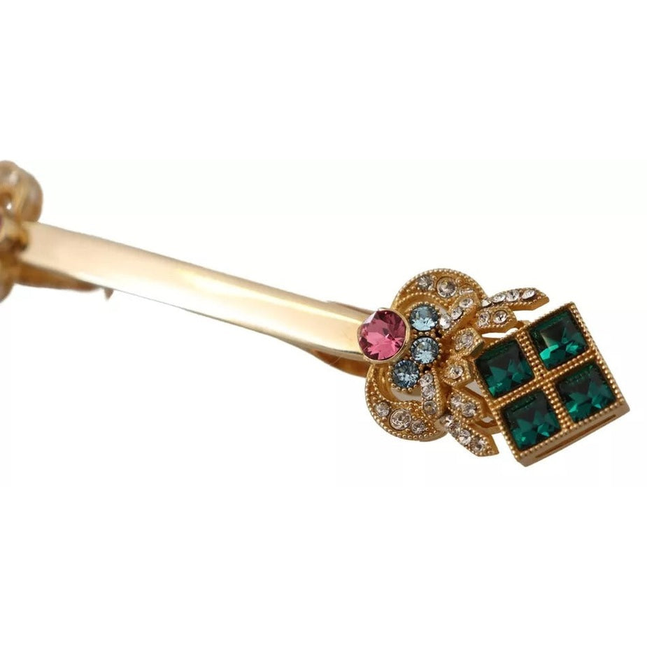 Dolce & Gabbana Gold Plated 925 Sterling Silver Crystal Collar Stop Brooch Dolce & Gabbana