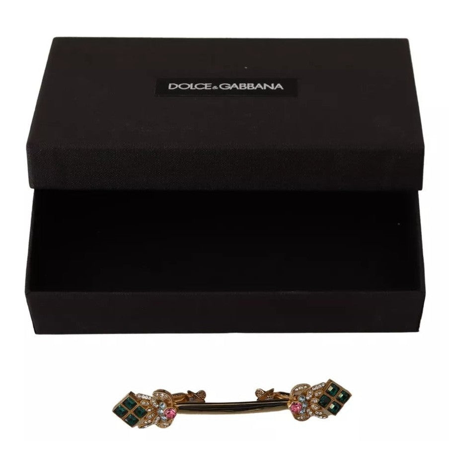Dolce & Gabbana Gold Plated 925 Sterling Silver Crystal Collar Stop Brooch Dolce & Gabbana