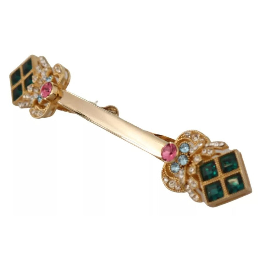 Dolce & Gabbana Gold Plated 925 Sterling Silver Crystal Collar Stop Brooch Dolce & Gabbana