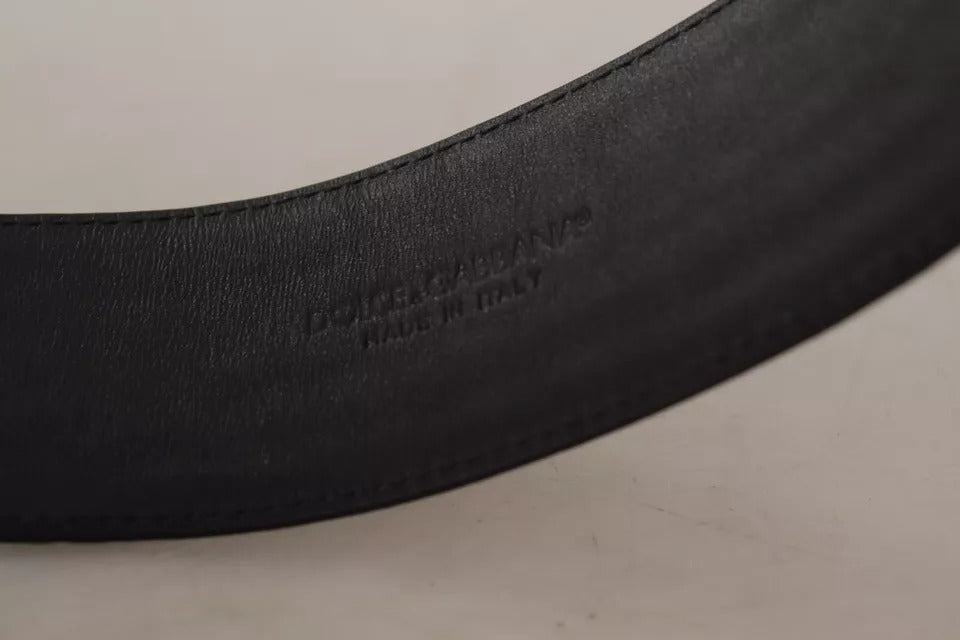 Dolce & Gabbana Black Wide Embossed Leather Gold Metal Buckle Belt Dolce & Gabbana