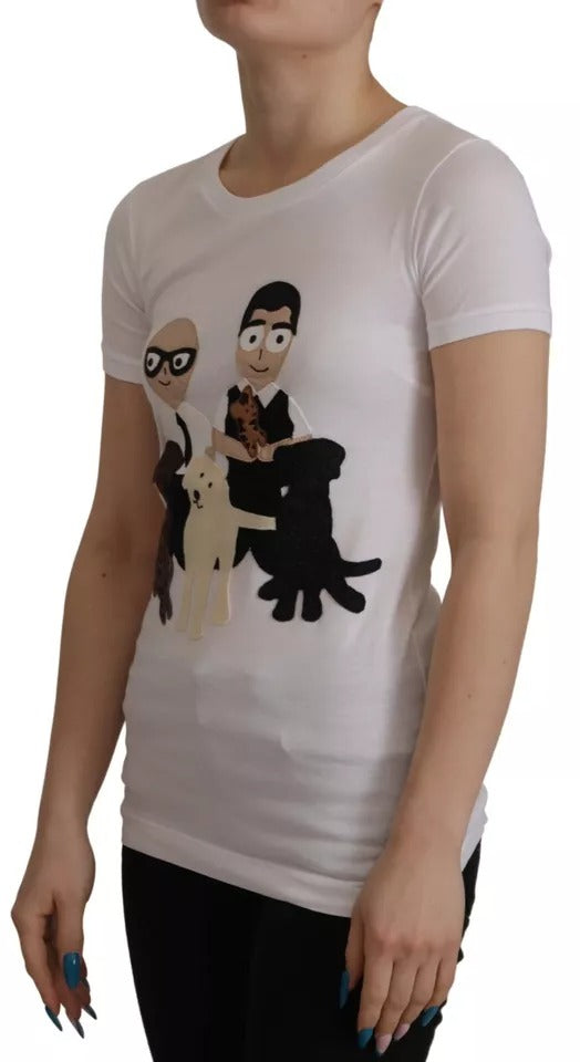 Dolce & Gabbana White #DGFamily Patch Top Cotton T-shirt Dolce & Gabbana