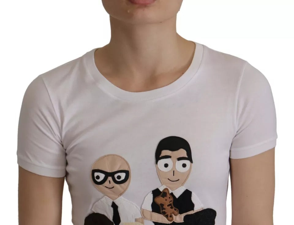 Dolce & Gabbana White #DGFamily Patch Top Cotton T-shirt Dolce & Gabbana
