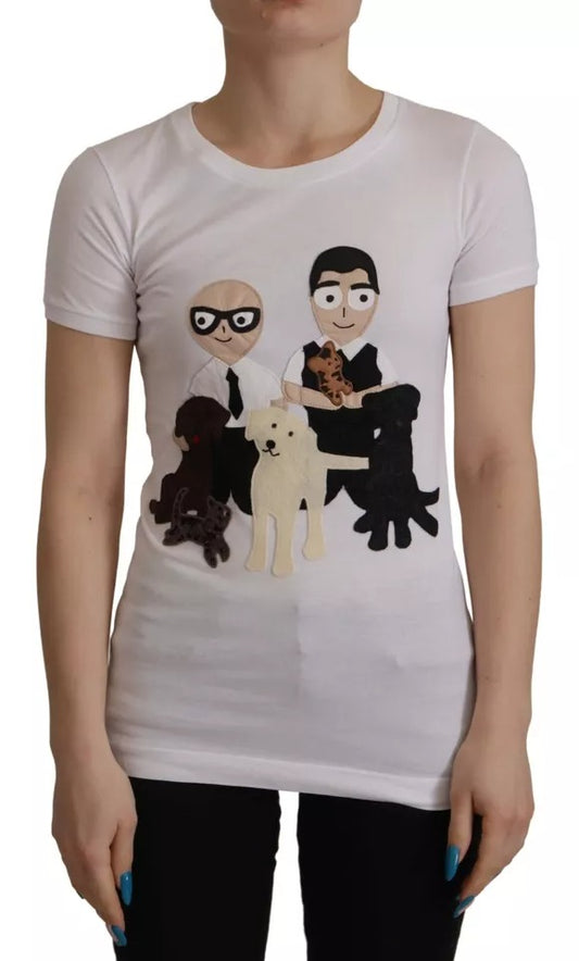 Dolce & Gabbana White #DGFamily Patch Top Cotton T-shirt Dolce & Gabbana