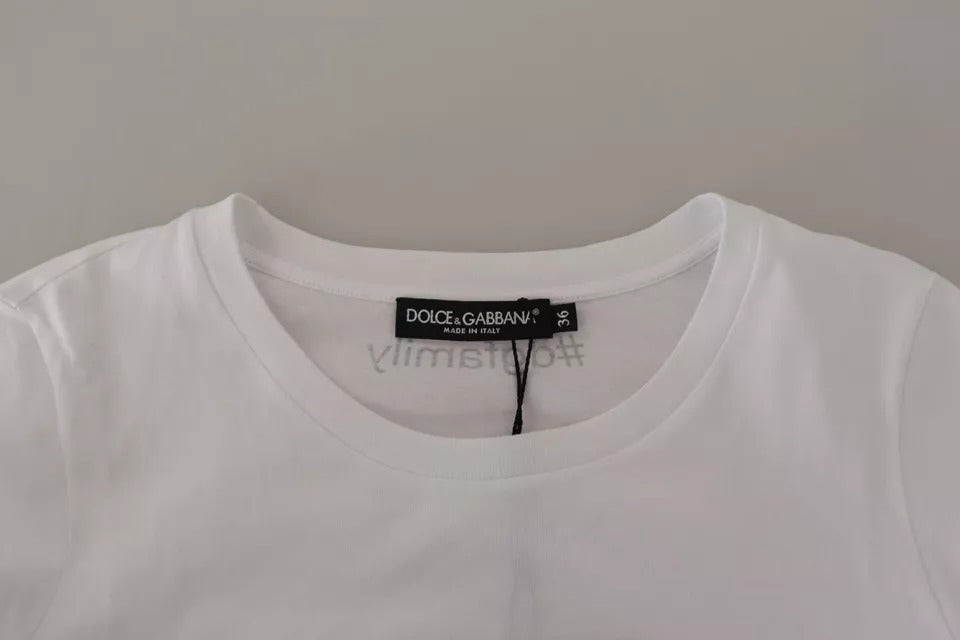 Dolce & Gabbana White #DGFamily Patch Top Cotton T-shirt