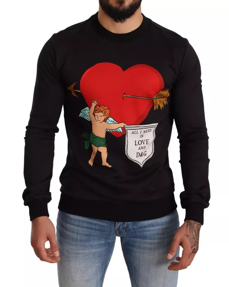 Dolce & Gabbana Black Cupid Print Hoodie Sweatshirt Sweater - Eljoys Fashion 