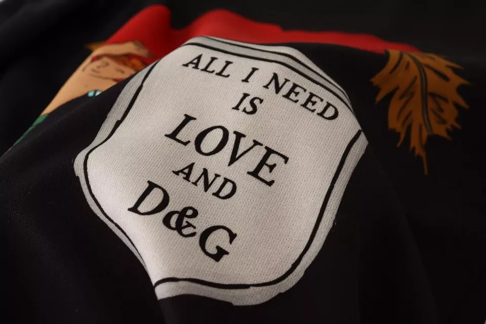 Dolce & Gabbana Black Cupid Print Hoodie Sweatshirt Sweater Dolce & Gabbana