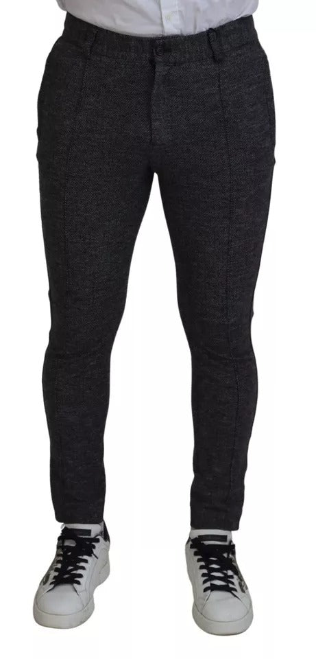 Dolce & Gabbana Gray Chevron Viscose Skinny Pants Dolce & Gabbana