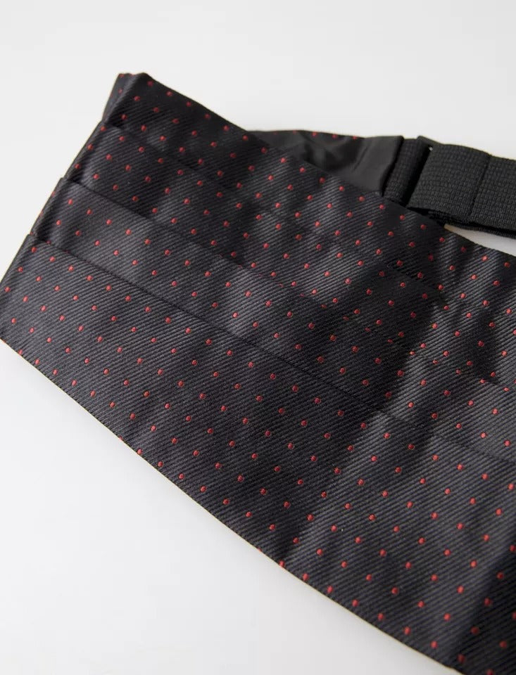 Dolce & Gabbana Black Silk Dotted Waist Tuxedo Belt Cummerbund Dolce & Gabbana