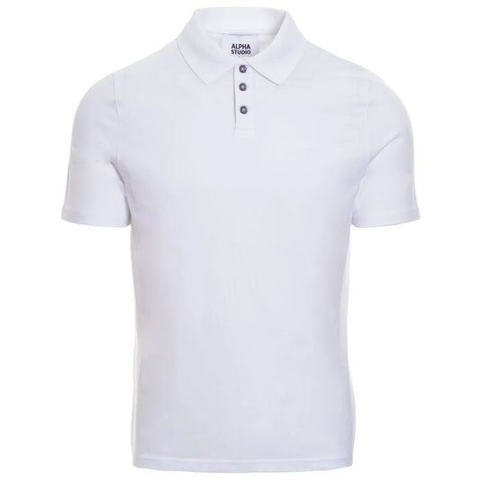 Alpha Studio White Cotton Polo Shirt Alpha Studio