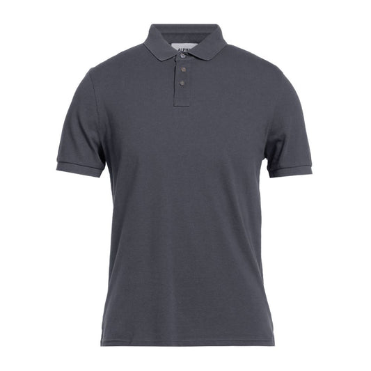 Alpha Studio Gray Cotton Polo Shirt Alpha Studio
