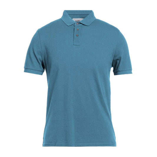 Alpha Studio Light Blue Cotton Men Polo Shirt Alpha Studio